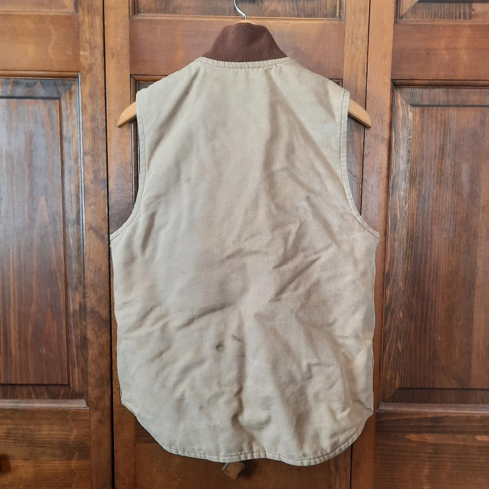Vintage Y2K Carhartt Brown Duck Canvas Quilt Artic Lined Vest V01-BRN Size Small